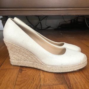 JCrew Seville Espadrille Wedges Cream Size 7